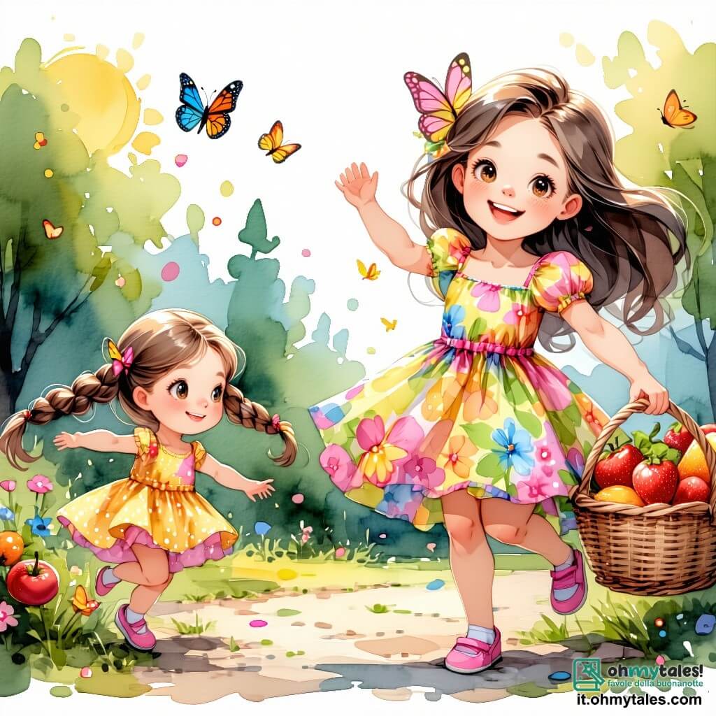 Una ragazza di 10 anni, Sofia, con lunghi capelli castani e occhi brillanti di gioia, indossa un vestito colorato a fiori. Sta saltando di felicità in un parco soleggiato, circondata da fiori vivaci e farfalle che svolazzano intorno a lei. Accanto a lei, Emma, una ragazza di 9 anni con capelli biondi e una treccia, sorride tenendo un cestino pieno di frutta colorata. Marco, un ragazzo di 10 anni con occhiali e capelli castani, sta preparando biscotti su una tovaglia a quadri, mentre Luca, un ragazzo di 9 anni con capelli ricci, ride giocando con un pallone. Il parco è pieno di alberi verdi, fiori multicolori e una dolce luce dorata che filtra tra le foglie. In lontananza, si vedono famiglie riunite per celebrare la bellezza della primavera. La scena principale mostra Sofia e i suoi amici mentre preparano un festival primaverile, decorando il parco con ghirlande di fiori e preparando un picnic gioioso, pieno di risate e colori.