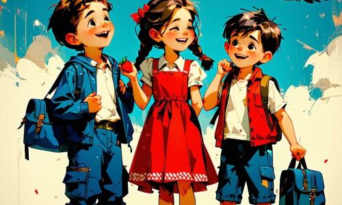 Há 5 personagens: Matheus, menino de 10 anos, cabelos castanho despenteados, jaqueta azul e calça com bolsos, à esquerda em primeiro plano, ri segurando uma sacola azul e olha a pamonha voadora; Clara, menina de 9 anos, cabelos castanhos em duas tranças longas, vestido vermelho com padrões brancos, no centro, mãos erguidas, ri, vê-se morangos na sua sacola vermelha; Lucas, menino de 8 anos, baixinho, cabelos pretos curtos, camiseta amarela, à direita, boca em 