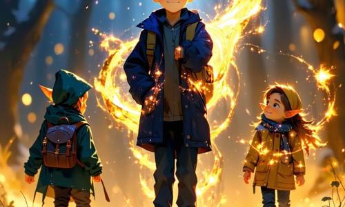 Um garoto de 10 anos, Lucas, está no centro da imagem, com cabelos castanhos bagunçados e olhos brilhantes de determinação. Ele usa um casaco azul escuro e uma mochila colorida, com as mãos levantadas em direção a uma fonte mágica que brilha intensamente à sua frente, iluminando seu rosto com um brilho dourado. Ao seu lado, Estela, uma elfa de cabelos prateados e orelhas pontudas, com cerca de 12 anos, também levanta as mãos para a fonte, seu rosto radiante de esperança e magia. Um pouco atrás, Tomás, um troll forte de cerca de 14 anos, com pele verde e olhos suaves, observa com um olhar protetor, pronto para defender seus amigos. A cena acontece em um parque central, cercado por árvores majestosas com folhas cintilantes, onde uma velha fonte de pedra emite uma luz mística. Criaturas fantásticas, como fadas e grifos, voam ao redor, adicionando um toque de magia à atmosfera. A situação principal mostra Lucas e seus amigos unidos, concentrados na fonte mágica que pulsa de energia, enquanto enfrentam um basilisco ameaçador que emerge das sombras, pronto para perturbar a paz de sua cidade.