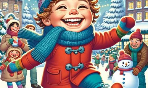 Un niño de 7 años, Lucas, con cabello rizado y una gran sonrisa, está patinando en una pista de hielo al aire libre. Lleva un abrigo rojo brillante, un gorro de lana azul y guantes de colores, y su rostro expresa una alegría deslumbrante mientras se desliza con facilidad sobre el hielo. Cerca, su mamá, una mujer de unos treinta años con cabello castaño y una bufanda de lana, lo anima con una sonrisa cálida, sosteniendo una taza de chocolate caliente en sus manos. Su papá, un hombre corpulento con barba castaña, está construyendo un muñeco de nieve, riendo con Lucas mientras le pone una zanahoria como nariz. La escena tiene lugar en un encantador pueblo nevado, con casas con techos cubiertos de nieve, luces brillantes colgadas de los árboles y un gran árbol de Navidad decorado en el centro de la plaza, iluminando toda la escena con un suave resplandor festivo. Lucas, en plena acción, se desliza alegremente sobre la pista de hielo, rodeado de su familia y amigos, creando recuerdos inolvidables en una mágica atmósfera invernal.
