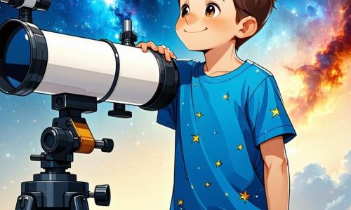 Um menino de 10 anos, Lucas, com cabelos castanhos desgrenhados e olhos brilhantes de curiosidade, está em frente a um grande telescópio em um laboratório de ciências. Ele usa uma camiseta azul com estrelas e uma calça cargo. Seu rosto expressa imensa alegria e excitação enquanto olha para o céu, pronto para viver uma aventura incrível. Ao seu lado, Zog, um extraterrestre verde com grandes olhos redondos e orelhas pontudas, sorri alegremente. Ele tem uma pele brilhante e veste um traje espacial colorido, cheio de padrões estrelados. Zog se inclina para Lucas, segurando uma peça de sua nave espacial, pronto para ajudá-lo a consertá-la. O laboratório está cheio de equipamentos estranhos e máquinas cintilantes, com paredes cobertas de pôsteres de planetas e estrelas. Luzes coloridas piscam ao redor deles, criando uma atmosfera mágica e futurista. A cena principal mostra Lucas e Zog trabalhando juntos para consertar a nave espacial de Zog, cercados por ferramentas brilhantes e peças misteriosas, enquanto estrelas cintilantes aparecem através de uma janela, prometendo uma aventura intergaláctica.