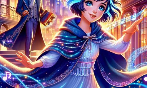 Aurora Vórtice, uma jovem de cabelos curtos e mechas azuis brilhantes, flutua no ar com um sorriso determinado e olhos brilhantes de excitação. Ela usa uma capa ondulante que brilha como ondas ao sol, e seu traje é adornado com pequenas luzes que pulsão suavemente. Ao seu lado, Corta-Festa, um homem de cerca de trinta anos com um rosto amigável, mas um olhar hesitante, está em um alto edifício. Ele veste um longo casaco escuro com bolsos cheios de ferramentas misteriosas, observando Aurora com curiosidade, pronto para ouvir sua proposta. O cenário é uma cidade futurista, onde os edifícios de fachadas coloridas vibram com música e luzes dançam no céu crepuscular. A cena principal mostra Aurora estendendo a mão para Corta-Festa, convidando-o a se juntar à festa que renasce, enquanto crianças riem e aplaudem embaixo, ansiosas para celebrar juntas.