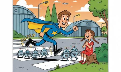 A smiling, determined man named Captain Zip runs with shiny 