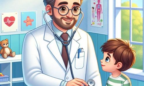 Personajul principal este doctorul Andrei, un bărbat de aproximativ patruzeci de ani, cu părul brun ușor cărunt și ochelari rotunzi care îi conferă un aer binevoitor. Poartă un halat alb impecabil și are un zâmbet cald, arătându-și determinarea de a-și ajuta pacienții. El ascultă inima unui băiețel, Răzvan, care are aproximativ opt ani, cu părul castaniu zbârlit și ochi curioși. Răzvan, ușor nervos, îl privește pe doctor cu admirație, așezat pe o masă de examinare în cabinetul medical. Cabinetul este luminos și primitor, cu pereți vopsiți în albastru deschis, afișe colorate despre sănătate și jucării împrăștiate pe o etajeră. O fereastră mare lasă să pătrundă lumina soarelui, iluminând instrumentele medicale aranjate cu grijă pe o masă din apropiere. Situația principală îl arată pe doctorul Andrei liniștind pe Răzvan, explicându-i cum funcționează stetoscopul în timp ce îi face să asculte bătăile inimii, creând o atmosferă de încredere și bunăvoință.