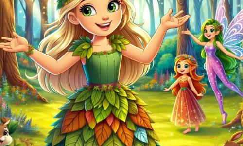 Cinderela, uma jovem de cerca de 16 anos, tem longos cabelos loiros e olhos brilhantes de curiosidade. Ela usa um vestido simples feito de folhas e flores, simbolizando sua conexão com a natureza. Ela está de pé no meio da floresta encantada, com um sorriso radiante no rosto e os braços abertos, como se estivesse acolhendo seus amigos animais. Ao seu lado, Flora, uma fada luminosa com asas cintilantes e um vestido feito de pétalas coloridas, voa alegremente ao seu redor, encorajando Cinderela com um gesto da mão. Ao fundo, uma clareira verdejante é cercada por árvores majestosas, e flores multicoloridas cobrem o chão, enquanto raios de sol penetram pelas folhas, criando uma atmosfera mágica. A cena principal mostra Cinderela e Flora reunindo animais da floresta, como coelhos e pássaros, para incentivá-los a proteger seu ambiente. Cinderela, cheia de energia e entusiasmo, explica com paixão a importância de cuidar da floresta, enquanto os animais a escutam atentamente, prontos para agir.