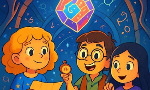 Há 3 personagens: - Leonor: uma menina de 10 anos, com cabelos cacheados e dourados, vestindo um vestido azul adornado com padrões de estrelas. Ela segura um velho pergaminho nas mãos e olha com curiosidade para a frente. - Guilherme: um garoto de 9 anos, com cabelos castanhos e óculos redondos. Ele usa uma camisa verde e um colete de couro, segurando uma pequena bússola que brilha em sua mão. Ele está ligeiramente à frente, mostrando entusiasmo em seu rosto. - Inês: uma menina de 8 anos, com cabelos lisos e negros, vestida com uma túnica roxa. Ela segura uma lanterna de cristal que ilumina seu rosto com uma suave luz. Ela está ao lado de Leonor, pronta para avançar. O local da situação principal é um túnel mágico, com paredes cintilantes, cobertas de símbolos luminosos que parecem dançar. O teto é adornado com constelações brilhantes, e raízes de árvores metálicas se entrelaçam ao redor deles, criando uma atmosfera misteriosa e encantadora. A situação principal da história mostra os três amigos descobrindo a Pedra Circuitada, uma pedra mágica flutuando no centro do túnel, emitindo cores vivas. Eles estão maravilhados, com os rostos iluminados pela luz da pedra, enquanto imagens de sonhos e esperança dançam ao seu redor.