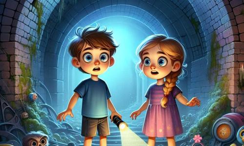 Un băiat de 10 ani, Andrei, cu părul castaniu în dezordine și ochii mari de frică, stă în centrul unui tunel întunecos și umed, iluminat de o lumină slabă. Poartă un tricou albastru și o pereche de pantaloni scurți, iar mâinile îi tremură ușor în timp ce se uită în jur, îngrijorat și curios în același timp. Lângă el, Miri, o fetiță de 9 ani cu părul blond împletit și o rochie roz, se apleacă spre el, cu ochii mari deschiși, arătând atât entuziasm, cât și teamă. Ține o mică lanternă care luminează tunelul, dezvăluind umbre înfricoșătoare pe pereți. Locul este un fost parc de distracții abandonat, cu ziduri din cărămidă acoperite de mușchi și pânze de păianjen care atârnă de tavan. Jucării rupte și bucăți de decorațiuni colorate acoperă podeaua, creând o atmosferă misterioasă și puțin înfricoșătoare. Situația principală îi arată pe Andrei și Miri, înghețați în tunel, față în față cu o umbră misterioasă care se conturează pe perete, părea că îi observă. Se pregătesc să înfrunte necunoscutul, un amestec de frică și curaj în expresiile lor.