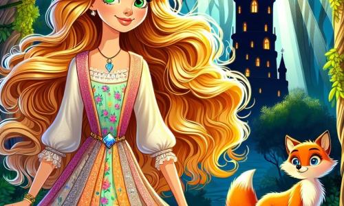 Isabella, una giovane donna di circa 20 anni, si trova coraggiosamente davanti alla torre oscura di Morgana. Ha lunghi capelli dorati che brillano come raggi di sole e i suoi occhi scintillano di una determinazione splendente. Indossa un vestito leggero in tessuto pastello, decorato con fiori colorati, e il suo ciondolo di cristallo scintilla attorno al collo. La sua espressione è sia sicura che risoluta, pronta ad affrontare l'ombra. Accanto a lei, Felix, una volpe astuta dagli occhi maliziosi, è un compagno fedele. Ha un pelo arancione brillante e una coda folta, e si erge sulle zampe posteriori, guardando Isabella con ammirazione, pronto a incoraggiarla nella sua missione. Lo scenario è una foresta incantata, con alberi maestosi dalle foglie verde smeraldo, e raggi di luce filtrano attraverso il fogliame, creando un gioco di ombre e luci. La torre di Morgana, oscura e minacciosa, si erge sullo sfondo, circondata da rovi e nebbia, in contrasto con la bellezza luminosa di Isabella e Felix. La scena principale mostra Isabella che alza il suo ciondolo, da cui emana una luce splendente, mentre l'ombra di Morgana si profila sullo sfondo, minacciosa ma vacillante, mentre la magia della luce inizia a invaderla.