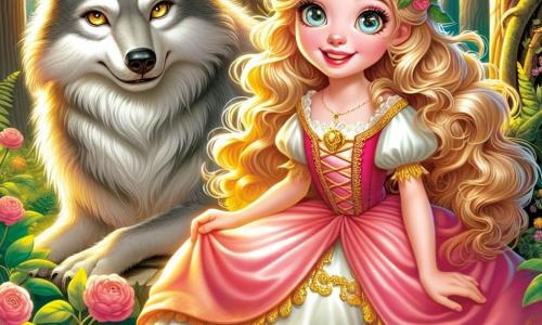 Księżniczka Eliza, około 12-letnia dziewczynka, stoi na środku sceny, jej długie złote włosy powiewają na wietrze. Ma błyszczące oczy pełne ciekawości i promienny uśmiech, pokazujący jej entuzjazm do przygody. Nosi różową jedwabną suknię ozdobioną złotymi kwiatami i trzyma w ręku cenny złoty klucz. Obok niej znajduje się mądry stary wilk, ważna postać drugoplanowa, który ma około 50 lat. Ma srebrzystą sierść i błyszczące oczy, patrzy na Elizę z życzliwością, gotowy udzielić jej rad. Siedzi na kamieniu, nieco z tyłu, obserwując księżniczkę z ochronnym wyrazem twarzy. W tle rozciąga się zaczarowany las, z majestatycznymi drzewami o grubych pniach i jaskrawozielonymi liśćmi. Promienie słońca przenikają przez gałęzie, tworząc wzory światła na ziemi pokrytej kolorowymi kwiatami i paprociami. Główna sytuacja pokazuje Elizę, pełną energii i determinacji, gotową wyruszyć na przygodę w poszukiwaniu tajemniczej magicznej studni, podczas gdy wilk zachęca ją mądrym spojrzeniem, tworząc atmosferę przyjaźni i magii.