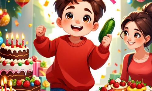 Un ragazzo di 9 anni, Marco, con capelli castani in disordine e occhi scintillanti di gioia, corre con un grande sorriso sul volto, tenendo un cucchiaio nella mano. Indossa un maglione rosso vivo e pantaloni blu, circondato da colori festivi. Accanto a lui, sua mamma, una donna di circa trent'anni con capelli castani raccolti in uno chignon, sorride tenendo un piatto di biscotti decorati, mentre suo papà, un uomo di circa 35 anni con una leggera barba e un maglione a righe, applaude Marco mentre filma la scena con il telefono. La scena si svolge davanti alla casa di famiglia, decorata con festoni scintillanti e palloni colorati, con luci di Natale che brillano nella notte stellata. Marco e i suoi amici si preparano a partecipare a "La Corsa del Fortunato", una corsa gioiosa per celebrare il Capodanno, tutti riuniti davanti alla porta, pronti a partire ridendo e incoraggiandosi a vicenda.