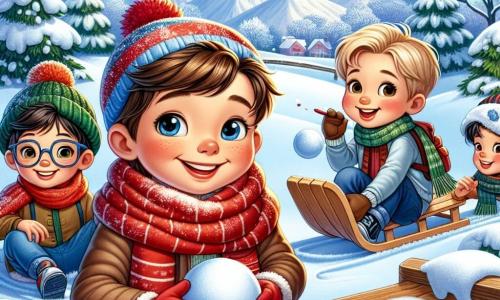 Vier jongens van tien jaar staan in het midden van een prachtig winterlandschap. Finn, een jongen met bruin haar en sprankelende ogen, draagt een grote rode sjaal en een blauwe muts. Hij glimlacht breed terwijl hij een sneeuwbal in zijn hand houdt. Rechts van hem is Sam, met blond haar en een bril, die aan het tekenen is op een groot houten bord, omringd door gekleurde potloden. Links staat Lars, een jongen met kastanjebruin haar en roze wangen, die zich voorbereidt om van zijn slee te glijden, met een stralende glimlach. Tot slot zit Joris, met zwart haar en een groene pet, in de sneeuw met een open notitieboekje op zijn schoot, terwijl hij aantekeningen maakt over hun ontdekkingen.

De achtergrond is een besneeuwde tuin, waar de sneeuw glinstert onder de winterzon. Majestueuze bomen, bedekt met rijp, staan op de achtergrond en sneeuwvlokken vallen zachtjes uit de heldere blauwe lucht. In de verte nodigt een kleine heuvel uit om te glijden, terwijl een kampvuur knispert, omringd door lichtslingers.

De jongens organiseren een winterse schattenjacht en delen magische verhalen over winterwezens, terwijl ze een groot bord voorbereiden om hun ontdekkingen te illustreren.