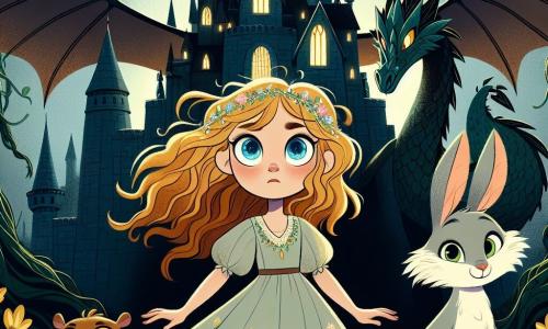Clara, uma jovem de 12 anos com olhos brilhantes como estrelas e cabelos dourados ao vento, se posiciona corajosamente diante do sombrio castelo da bruxa Morgana. Seu rosto expressa determinação e maravilha, enquanto ela veste um vestido leve nas cores da floresta, adornado com flores coloridas. Ao seu lado, Safira, um majestoso dragão com escamas brilhantes como diamantes, despliega suas grandes asas, pronto para protegê-la. Zuzu, um coelhinho travesso com grandes orelhas e pelagem macia, está próximo de Clara, observando curiosamente o castelo, seus olhos brilhando de excitação. O castelo de Morgana, imponente e misterioso, é envolto em uma névoa escura, com torres pontudas e janelas estreitas que parecem vigiar Clara. Lianas escuras escalam as paredes, e a atmosfera é carregada de magia e perigo. A cena principal mostra Clara, cheia de coragem, avançando em direção ao castelo para enfrentar a bruxa e recuperar o Coração da Floresta, enquanto Safira e Zuzu a incentivam, prontos para ajudá-la nesta aventura mágica.