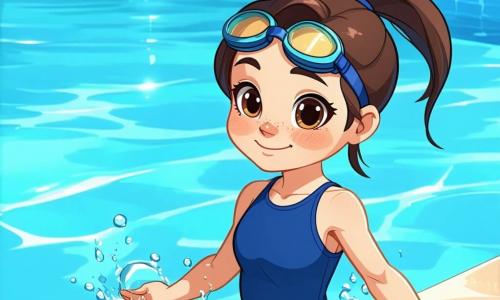Una ragazza di 12 anni, di nome Martina, si trova al bordo di una piscina scintillante, con il viso radioso di determinazione e gioia. Indossa un costume da bagno blu cobalto, i capelli castani raccolti in una coda di cavallo, ed è pronta a tuffarsi nell'acqua. Accanto a lei, un ragazzo di 12 anni, Federico, con capelli biondi e occhialini da nuoto sulla fronte, sorride e la incoraggia, tenendo un tavoletta da nuoto. Sullo sfondo, spettatori entusiasti, amici e familiari, sventolano bandiere colorate e applaudono. La piscina è circondata da piastrelle blu chiaro e il cielo è di un blu brillante, illuminato dal sole. Martina si prepara alla sua corsa, con il cuore che batte, pronta ad affrontare la sfida della competizione.