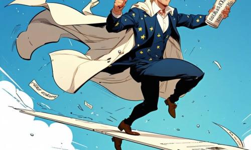 Un uomo, il protagonista Elio (Capitan Folgore di Carta), determinato e sorridente, volto rotondo e capelli castani corti, indossa una tuta blu notte con piccole icone di stelle e segnalibri e un mantello color panna che svolazza; è in equilibrio su una sottile tavola volante bianca marcata EDIZIONE VOLANTE, con una mano che tiene una grande graffetta metallica agganciata a una torre della turbina e l’altra che brandisce un nastro lucente che forma una rete per raccogliere pagine. Un bambino di circa 6 anni con berretto rosso e capelli castani, occhi spalancati di ammirazione, sta a terra su una collinetta d’erba a destra di Elio con le mani alzate. Una donna, la bibliotecaria Mira (circa 50 anni) coi capelli grigi raccolti in uno chignon, occhiali tondi e un grembiule chiaro, è leggermente in disparte vicino a un piccolo cestino di libri, sorridente e sollevata. Il Risucchiatore è un drone-macchina verde brillante con un grande imbuto frontale, bracci meccanici articolati e luci LED verdi; vira leggermente a sinistra liberando pagine che fluttuano. Lo sfondo è un parco eolico al crepuscolo: alte turbine bianche, erba alta mosse dal vento, cielo rosa-azzurro e poche nuvole sottili; pagine che volano come farfalle dorate tra le pale. Situazione principale: azione di salvataggio — l’eroe stabilizza la tavola agganciando la graffetta alla turbina mentre il nastro forma una rete luminosa per raccogliere le pagine cadenti; atmosfera di coraggio e speranza, luce calda e movimento dinamico.