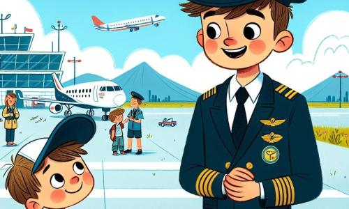 Un bărbat, pilotul Petru, stă pe pista unui aeroport, îmbrăcat într-o uniformă de pilot albastră închisă cu o șapcă decorată cu un insigne auriu. Fața lui este zâmbitoare și radiază mândrie, iar părul său castaniu este ușor zburlit de vânt. Ține în mână o machetă de avion, în timp ce cealaltă mână este ridicată în salut. Lângă el se află Alex, un băiat de 10 ani cu părul castaniu și ochi strălucitori de curiozitate. Poartă un tricou roșu și o pereche de pantaloni scurți albaștri, privindu-l pe Petru cu admirație, cu brațele încrucișate pe piept, ca și cum ar absorbi fiecare cuvânt al pilotului. Fundalul arată un aeroport animat, cu avioane de diferite dimensiuni parcate pe pistă, nori albi plutind pe un cer albastru strălucitor și membri ai personalului aeroportuar ocupându-se de diverse activități. Situația principală a poveștii îi arată pe Petru și Alex în plină conversație, unde Petru împărtășește poveștile sale de zbor, captivându-l pe Alex cu relatările sale despre aventuri aeriene, în timp ce soarele strălucește și excitația aeroportului îi înconjoară.