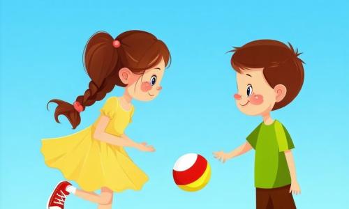 Er zijn vier kinderen: een 3-jarig meisje met bruine staartjes, rond gezicht en grote blauwe ogen, geel T-shirt en rode sneakers, links op de voorgrond die zachtjes een klein balletje trapt; een 3-jarig meisje met kort blond haar en brede glimlach in een groene jurk en witte sokken direct achter haar die de bal terug wil geven; een 3-jarig jongetje met zwart stekelig haar en gebruinde huidskleur in een blauwe trui en grijze short rechts die naar een klein plastic doel rent; een 3-jarig roodharig jongetje met sproeten in een oranje shirt en blauwe sneakers achteraan in het midden dat enthousiast applaudisseert. Locatie: lichte turnzaal met lichtbeige foamvloer, grote ramen, pastelkleurige muren met dieren, kleurrijke hoepels en een wit-rood mini-doel. Situatie: de kinderen spelen samen voetbal en dribbelen een klein rood-wit balletje door hoepels; de sfeer is vrolijk, rustig en veilig.