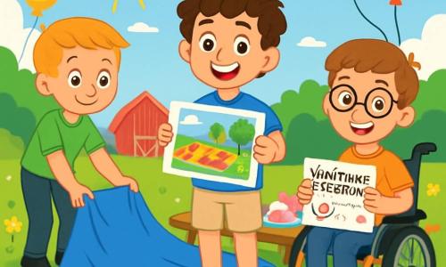 Există 3 personaje: - Andrei: un băiat de 10 ani, cu părul brun și creț, îmbrăcat cu un tricou albastru și o pereche de pantaloni scurți bej, stând în centru, zâmbind entuziast și ținând un desen colorat al unui picnic. - Vlad: un băiat de 10 ani, cu părul scurt și blond, îmbrăcat cu un tricou verde și o pereche de pantaloni negri, aflat la stânga lui Andrei, așezând o mare pătură albastră pe iarbă, cu un aer mândru. - Matei: un băiat de 10 ani, cu părul castaniu deschis și ochelari, așezat în scaunul său cu rotile, la dreapta lui Andrei, zâmbind fericit și ținând un carnet cu indicii pentru vânătoarea de comori. Locul se desfășoară într-o mare fâneață verde, plină de flori colorate și baloane care plutesc. Soarele strălucește pe un cer albastru deschis, iar o mare masă de picnic este decorată cu farfurii colorate și prăjituri apetisante. Situația principală arată cei trei prieteni pregătind o surpriză pentru ziua mamei, înconjurați de râsete și bucurie, gata să își întâmpine mamele pentru un picnic magic.