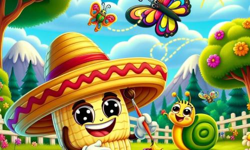 Sombrerito, un alegre sombrero de paja amarilla con una amplia banda roja, sonríe con entusiasmo, con los brazos abiertos, en el centro de un jardín colorido. Sus ojos brillan de alegría mientras se prepara para organizar una gran fiesta de primavera. A su lado, Maripi, una mariposa de alas multicolores, revolotea con emoción, sus ojos resplandecen de felicidad, mientras dibuja círculos en el aire. Un poco más lejos, Carlitos, un pequeño caracol verde con una concha rayada, mira a su alrededor con curiosidad, sonriendo, sosteniendo un pincel con sus pequeñas patas. Beatriz, una abeja de rayas doradas y negras, poliniza flores riendo, añadiendo un toque de magia a la escena. El jardín es un verdadero cuadro viviente, lleno de flores brillantes de todos los colores, árboles majestuosos y un cielo azul claro salpicado de nubes blancas y esponjosas. En el corazón de esta ilustración, Sombrerito y sus amigos se preparan con entusiasmo para la fiesta, rodeados de la belleza primaveral que los inspira.